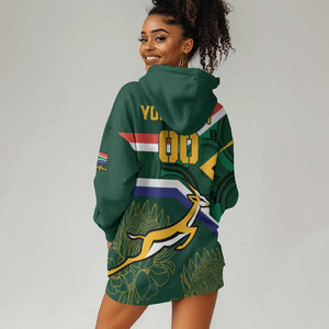 Custom South Africa Rugby Hoodie Dress Springboks Mascot African Pattern