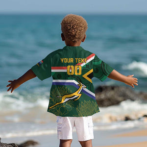 Custom South Africa Rugby Kid Hawaiian Shirt Springboks Mascot African Pattern