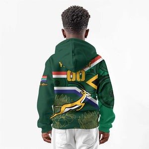 Custom South Africa Rugby Kid Hoodie Springboks Mascot African Pattern