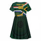 Custom South Africa Rugby Kid Short Sleeve Dress Springboks Mascot African Pattern