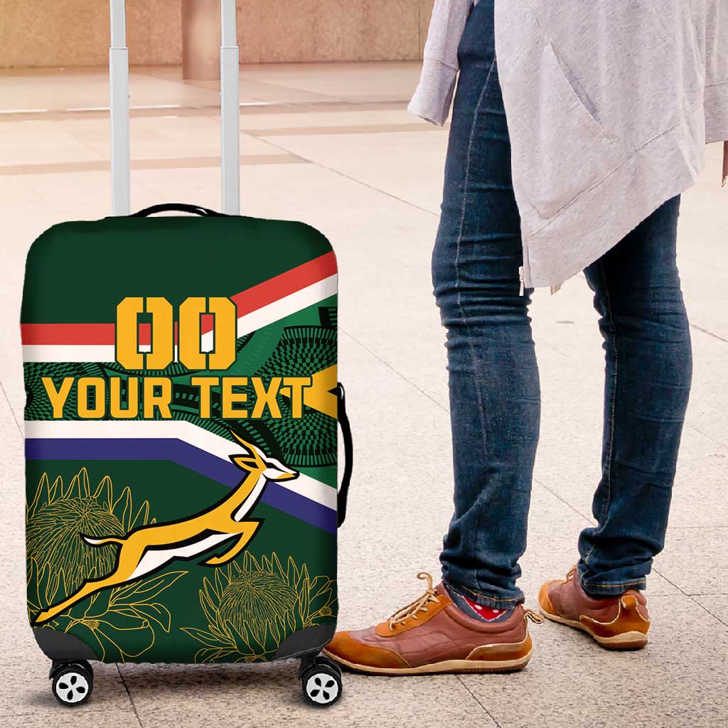 Custom South Africa Rugby Luggage Cover Springboks Mascot African Pattern