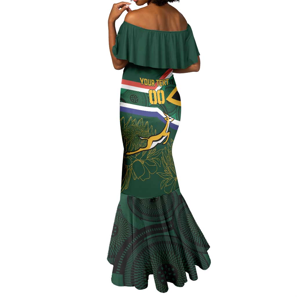 Custom South Africa Rugby Mermaid Dress Springboks Mascot African Pattern