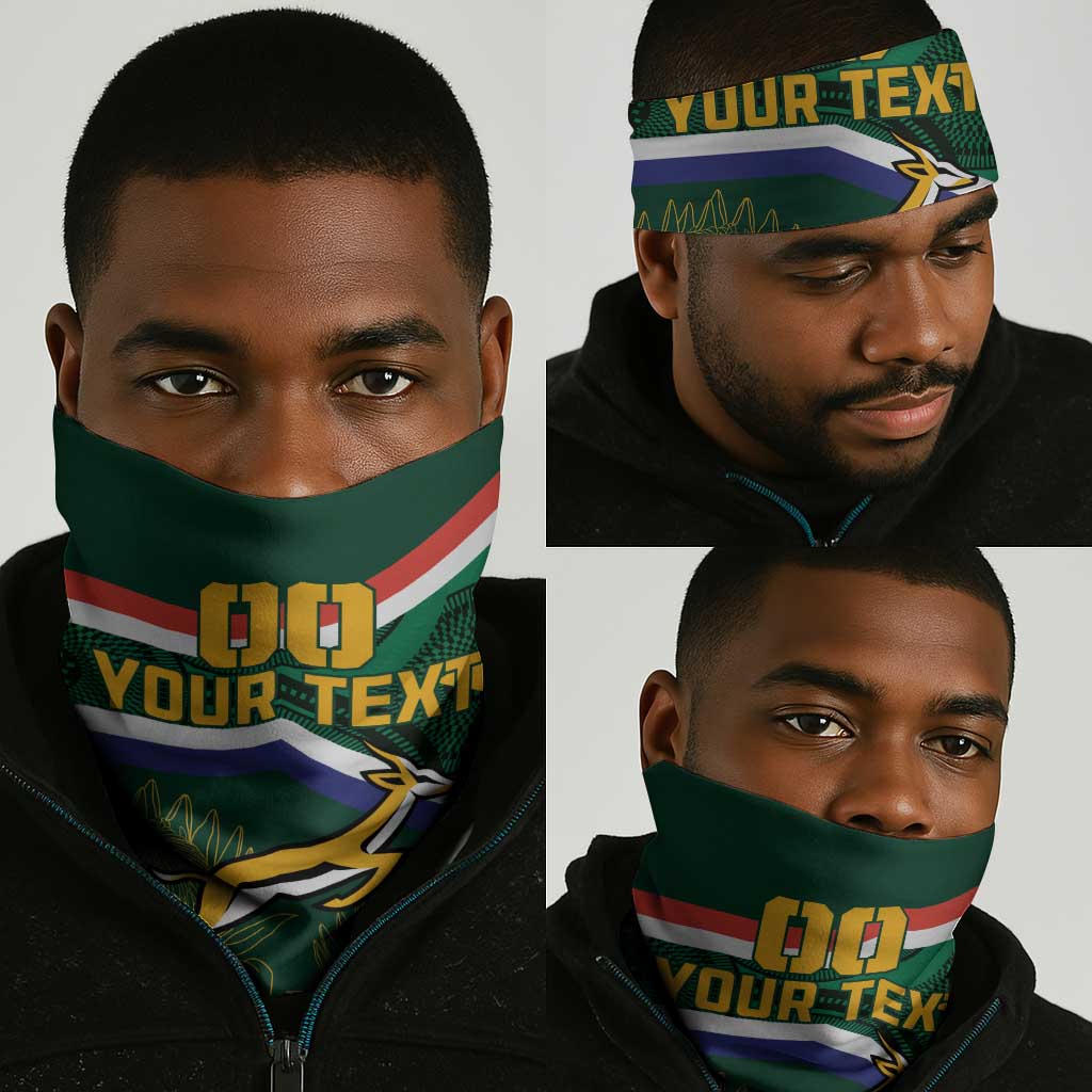 Custom South Africa Rugby Neck Gaiter Springboks Mascot African Pattern LT18