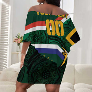 Custom South Africa Rugby Off Shoulder Short Dress Springboks Mascot African Pattern LT18