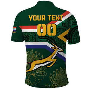 Custom South Africa Rugby Polo Shirt Springboks Mascot African Pattern