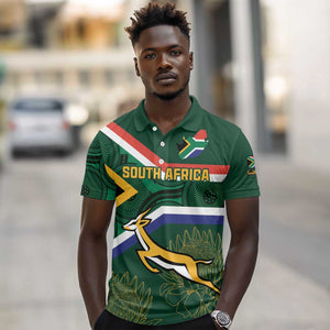 Custom South Africa Rugby Polo Shirt Springboks Mascot African Pattern