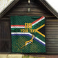 Custom South Africa Rugby Quilt Springboks Mascot African Pattern