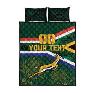 Custom South Africa Rugby Quilt Bed Set Springboks Mascot African Pattern