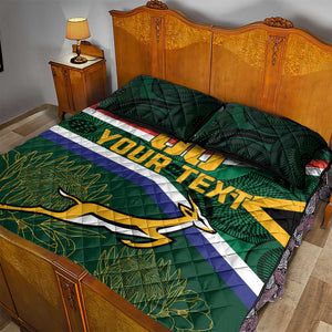 Custom South Africa Rugby Quilt Bed Set Springboks Mascot African Pattern