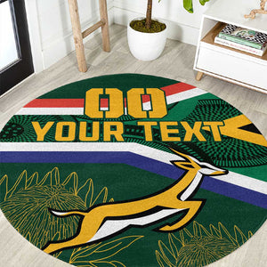 Custom South Africa Rugby Round Carpet Springboks Mascot African Pattern