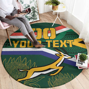 Custom South Africa Rugby Round Carpet Springboks Mascot African Pattern