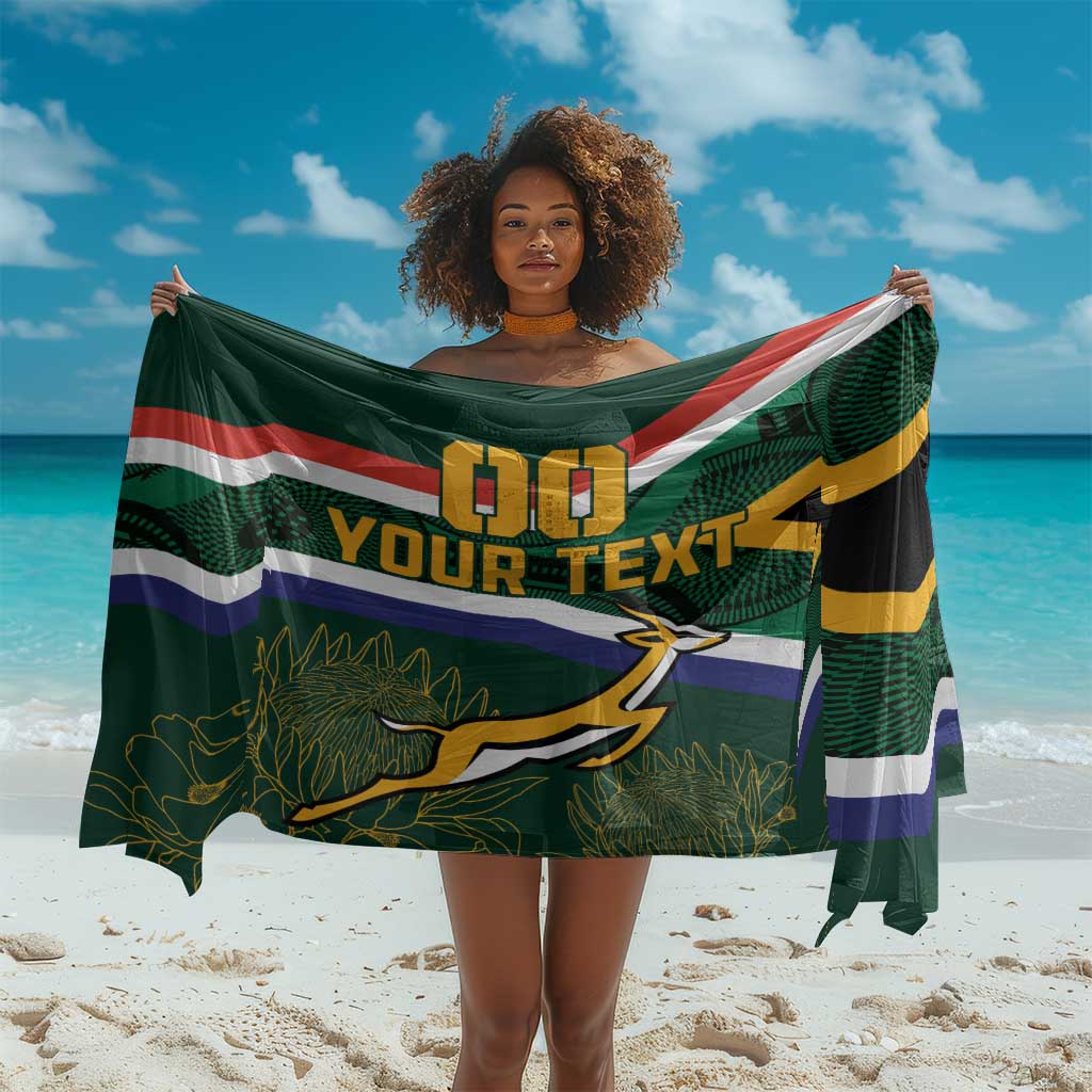 Custom South Africa Rugby Sarong Springboks Mascot African Pattern