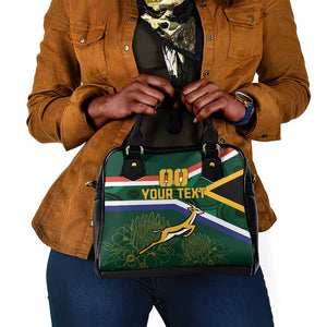 Custom South Africa Rugby Shoulder Handbag Springboks Mascot African Pattern