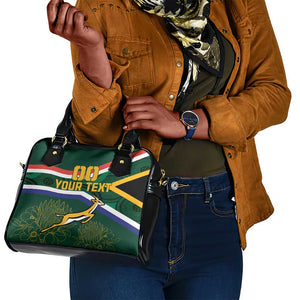 Custom South Africa Rugby Shoulder Handbag Springboks Mascot African Pattern