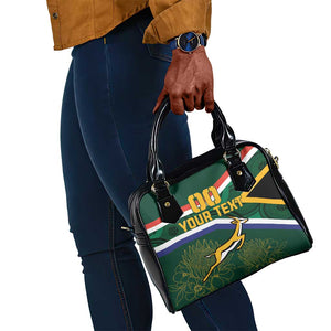 Custom South Africa Rugby Shoulder Handbag Springboks Mascot African Pattern