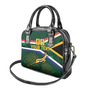 Custom South Africa Rugby Shoulder Handbag Springboks Mascot African Pattern