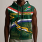 Custom South Africa Rugby Sleeveless Zip Hoodie Springboks Mascot African Pattern - African Pride