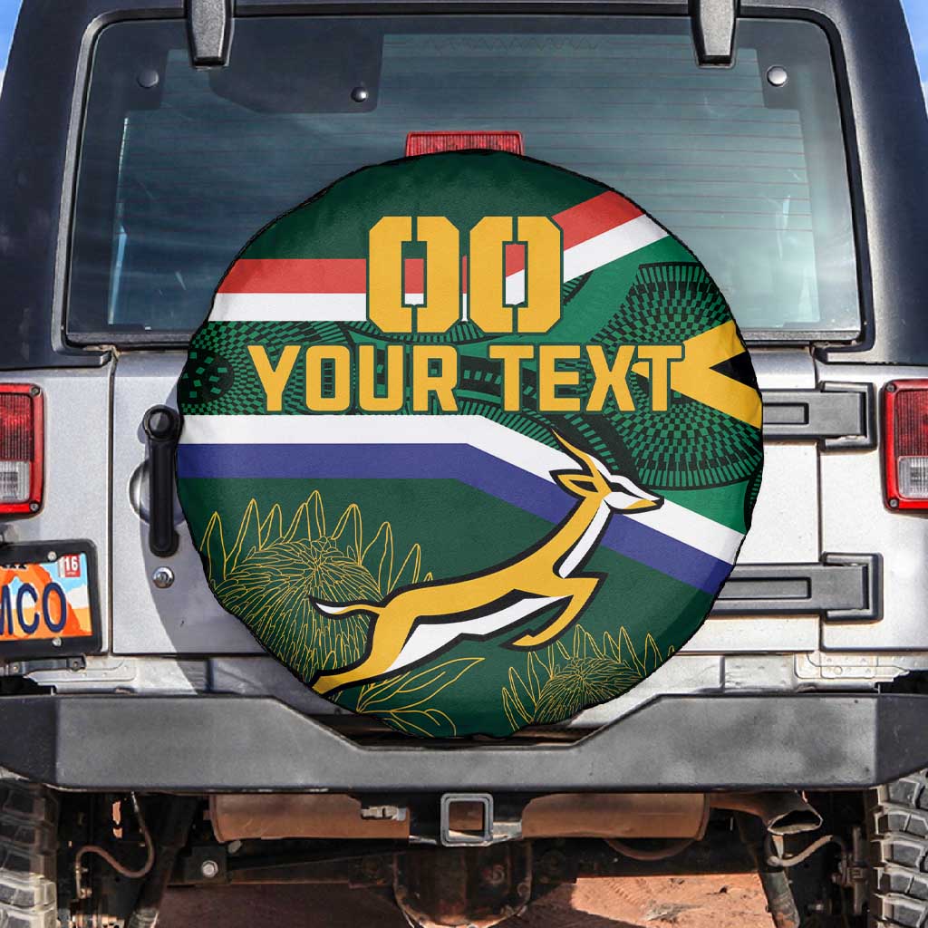 Custom South Africa Rugby Spare Tire Cover Springboks Mascot African Pattern