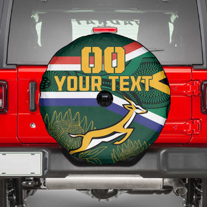 Custom South Africa Rugby Spare Tire Cover Springboks Mascot African Pattern