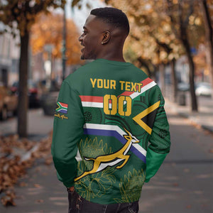 Custom South Africa Rugby Sweatshirt Springboks Mascot African Pattern