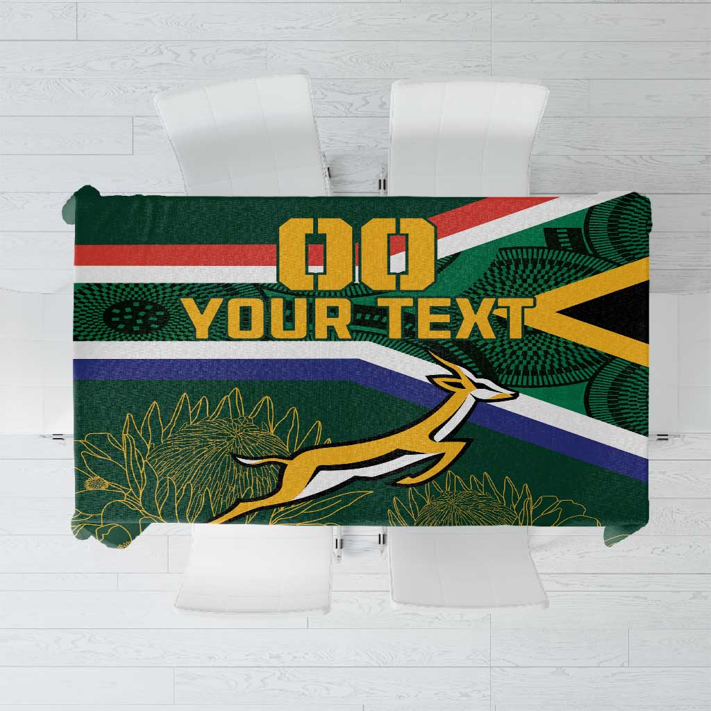 Custom South Africa Rugby Tablecloth Springboks Mascot African Pattern