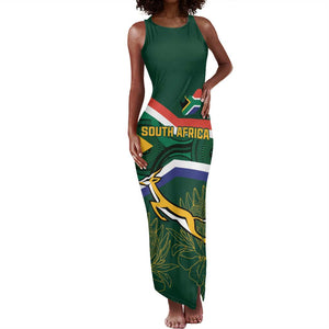 Custom South Africa Rugby Tank Maxi Dress Springboks Mascot African Pattern