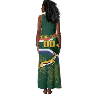 Custom South Africa Rugby Tank Maxi Dress Springboks Mascot African Pattern