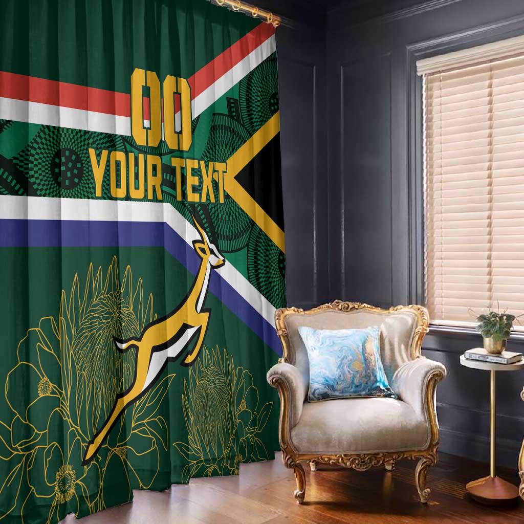 Custom South Africa Rugby Window Curtain Springboks Mascot African Pattern