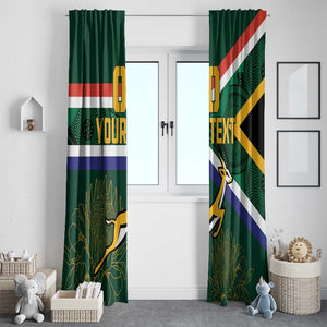 Custom South Africa Rugby Window Curtain Springboks Mascot African Pattern