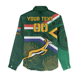 Custom South Africa Rugby Women Casual Shirt Springboks Mascot African Pattern