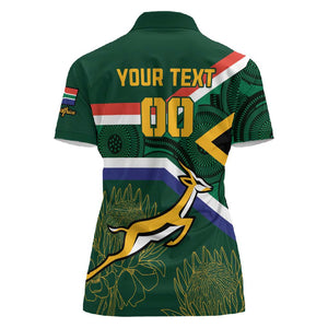 Custom South Africa Rugby Women Polo Shirt Springboks Mascot African Pattern