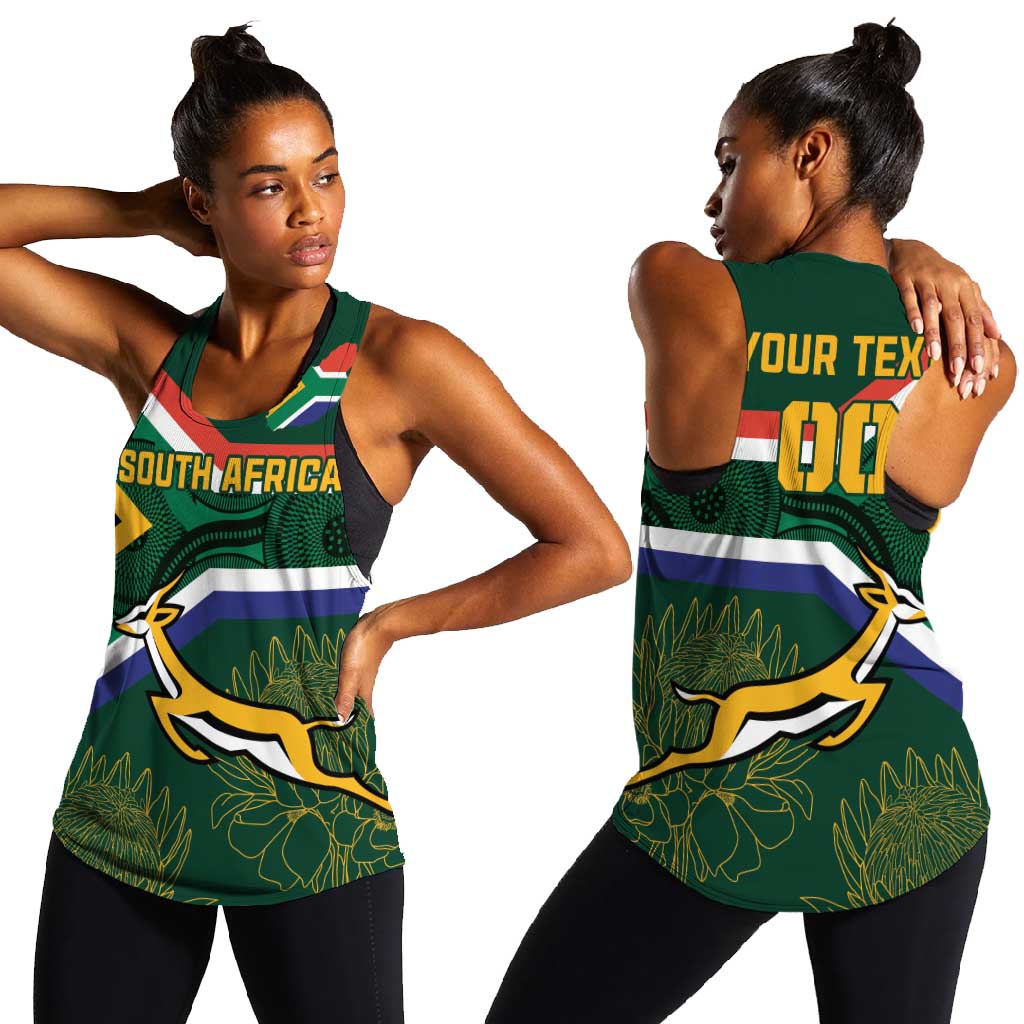 Custom South Africa Rugby Women Racerback Tank Springboks Mascot African Pattern