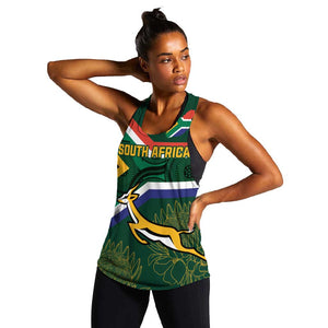 Custom South Africa Rugby Women Racerback Tank Springboks Mascot African Pattern