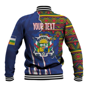 Personalized Central African Republic Coat Of Arms Baseball Jacket Kente Pattern