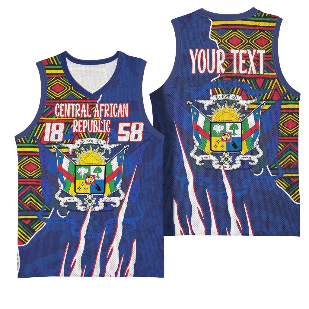 Personalized Central African Republic Coat Of Arms Basketball Jersey Kente Pattern LT18
