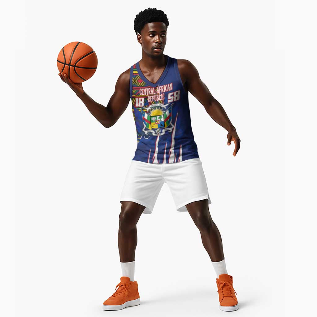 Personalized Central African Republic Coat Of Arms Basketball Jersey Kente Pattern LT18
