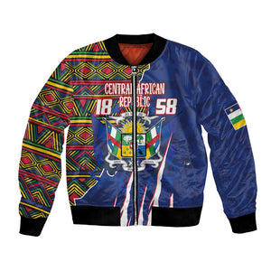 Personalized Central African Republic Coat Of Arms Bomber Jacket Kente Pattern