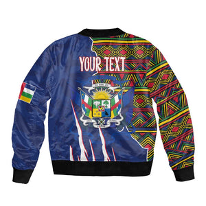 Personalized Central African Republic Coat Of Arms Bomber Jacket Kente Pattern