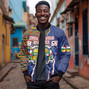 Personalized Central African Republic Coat Of Arms Bomber Jacket Kente Pattern