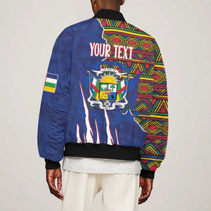 Personalized Central African Republic Coat Of Arms Bomber Jacket Kente Pattern