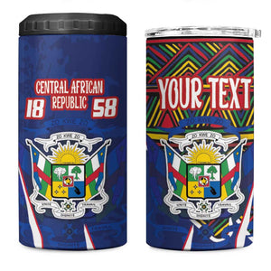 Personalized Central African Republic Coat Of Arms 4 in 1 Can Cooler Tumbler Kente Pattern