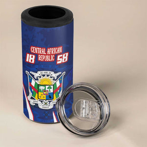 Personalized Central African Republic Coat Of Arms 4 in 1 Can Cooler Tumbler Kente Pattern