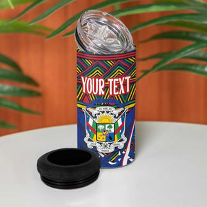 Personalized Central African Republic Coat Of Arms 4 in 1 Can Cooler Tumbler Kente Pattern