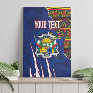 Personalized Central African Republic Coat Of Arms Canvas Wall Art Kente Pattern