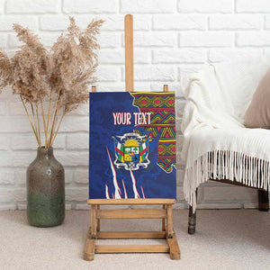 Personalized Central African Republic Coat Of Arms Canvas Wall Art Kente Pattern