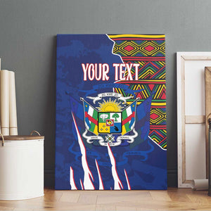 Personalized Central African Republic Coat Of Arms Canvas Wall Art Kente Pattern