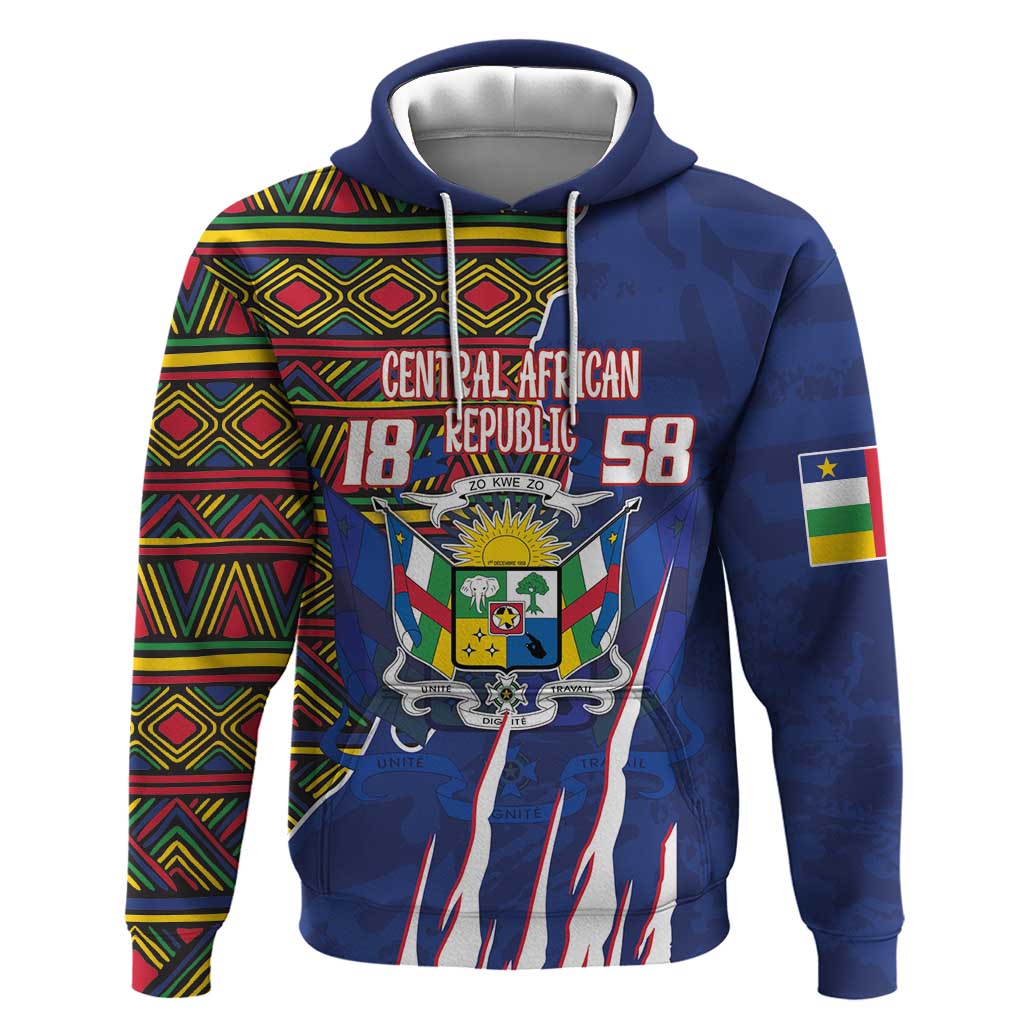 Personalized Central African Republic Coat Of Arms Hoodie Kente Pattern