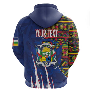 Personalized Central African Republic Coat Of Arms Hoodie Kente Pattern