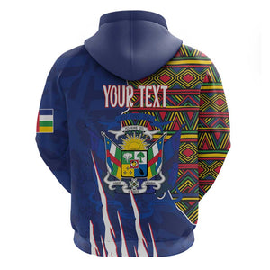 Personalized Central African Republic Coat Of Arms Hoodie Kente Pattern