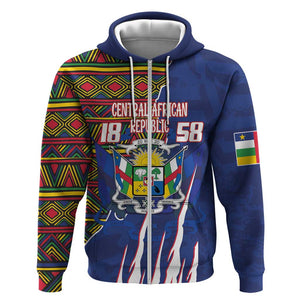 Personalized Central African Republic Coat Of Arms Hoodie Kente Pattern